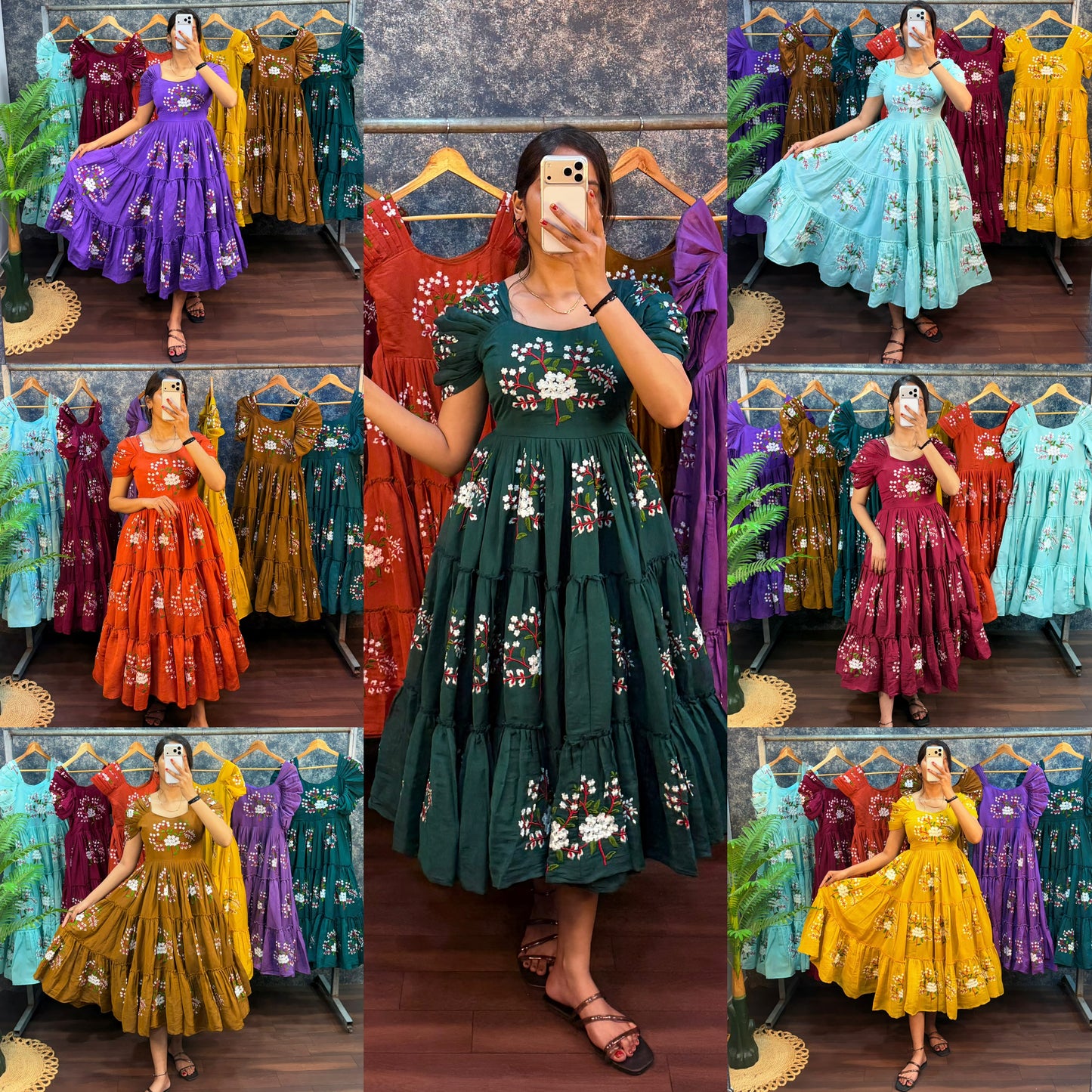 South mull cotton embroidery cafe gowns