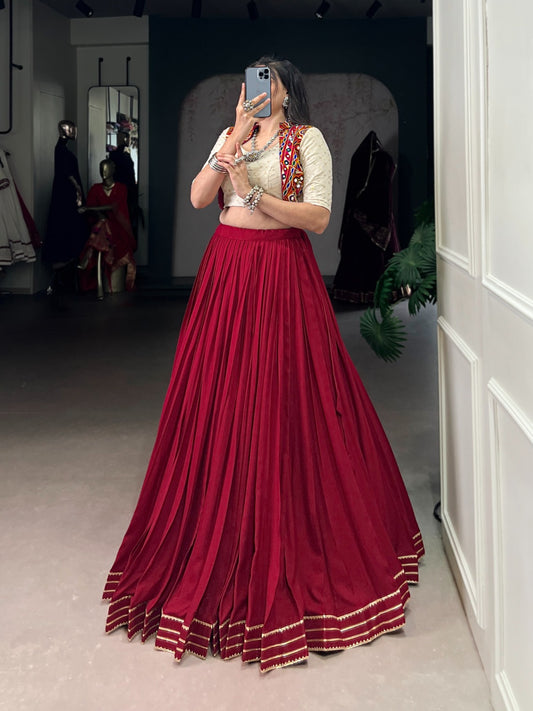 Rayon comfort meets ethnic beauty – Gamthi embroidery lehenga