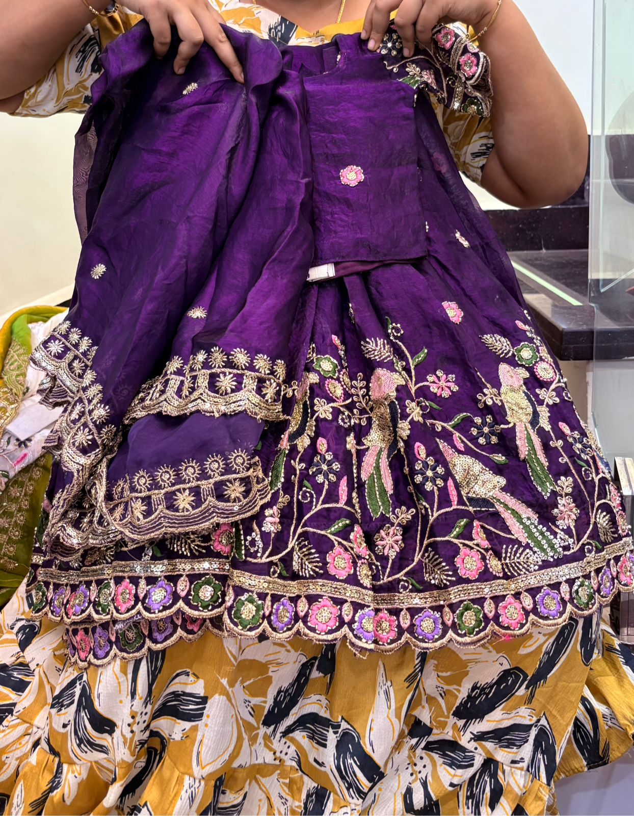 Kids designer beads work lehenga with dupatta