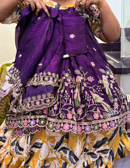 Kids designer beads work lehenga with dupatta