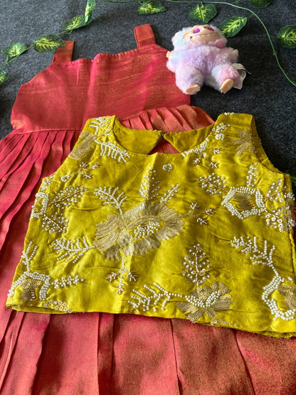 Kids tissue frock with coat model 2 in one