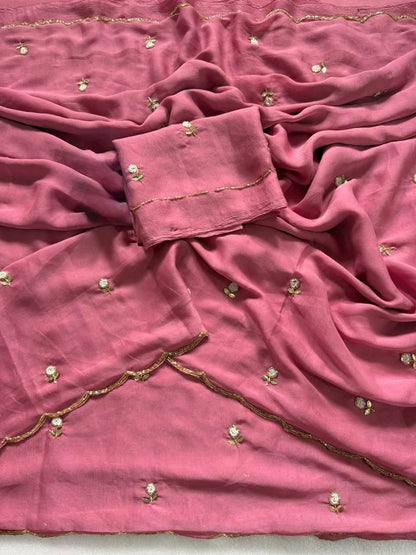 Budget Cutwork rangoli crush silk saree