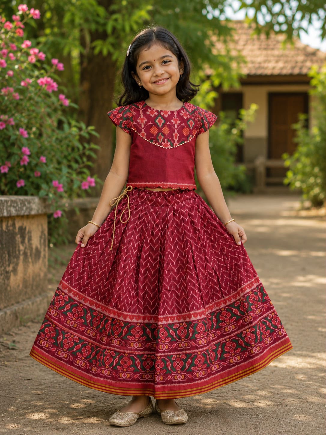 Patola silk blend cute kids skirts
