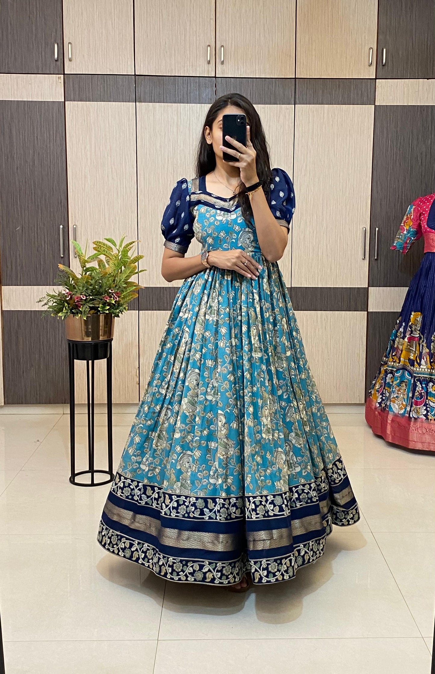 Mul cotton Kalakmari Gowns classic Insta