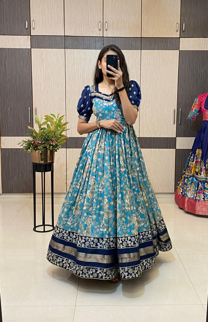 Mul cotton Kalakmari Gowns classic Insta