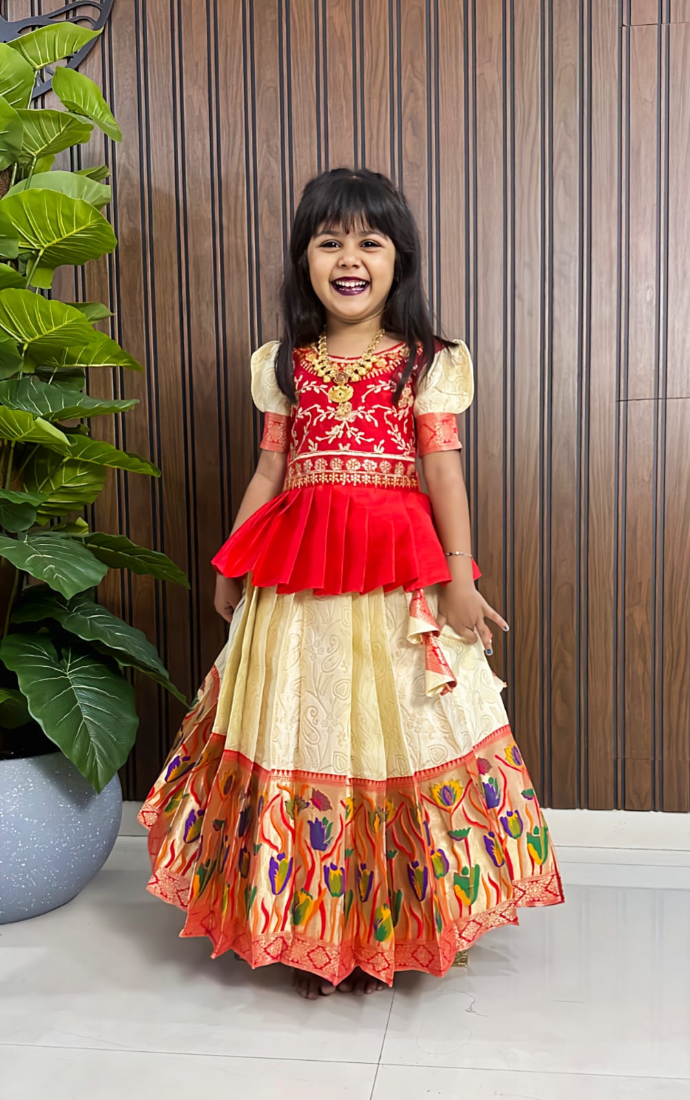 Kids cute weaving zari paithani embroidered sets