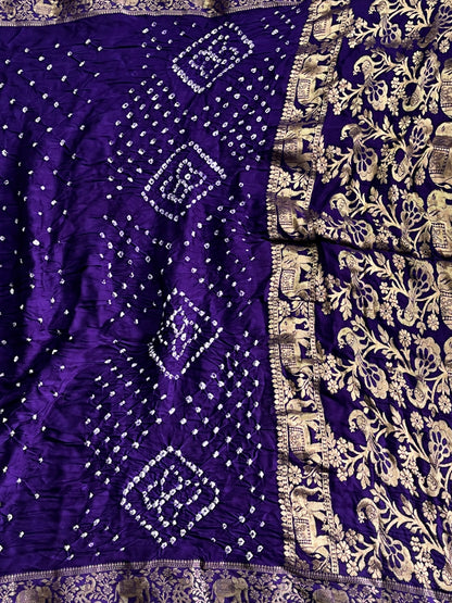 Premium Bandhani Jaipuri hand dying saree