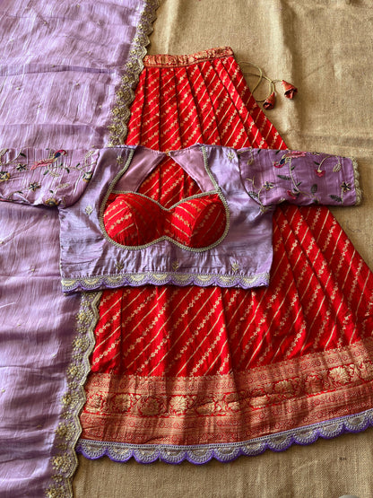 Khadi Lehnags with Stitched Blouse set for party wear