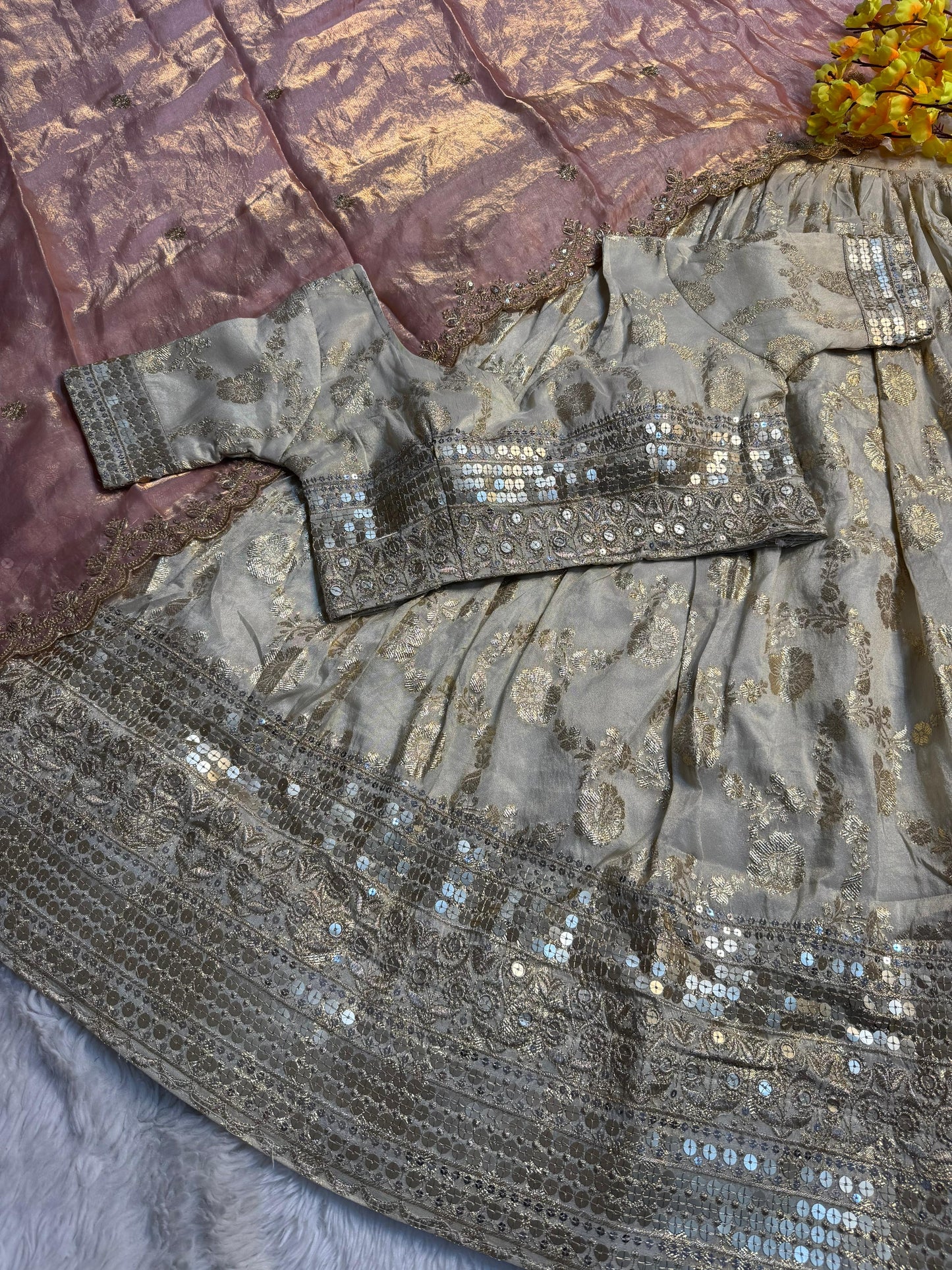 Simmer Silk séquence work Lehenga with stitched Blouse