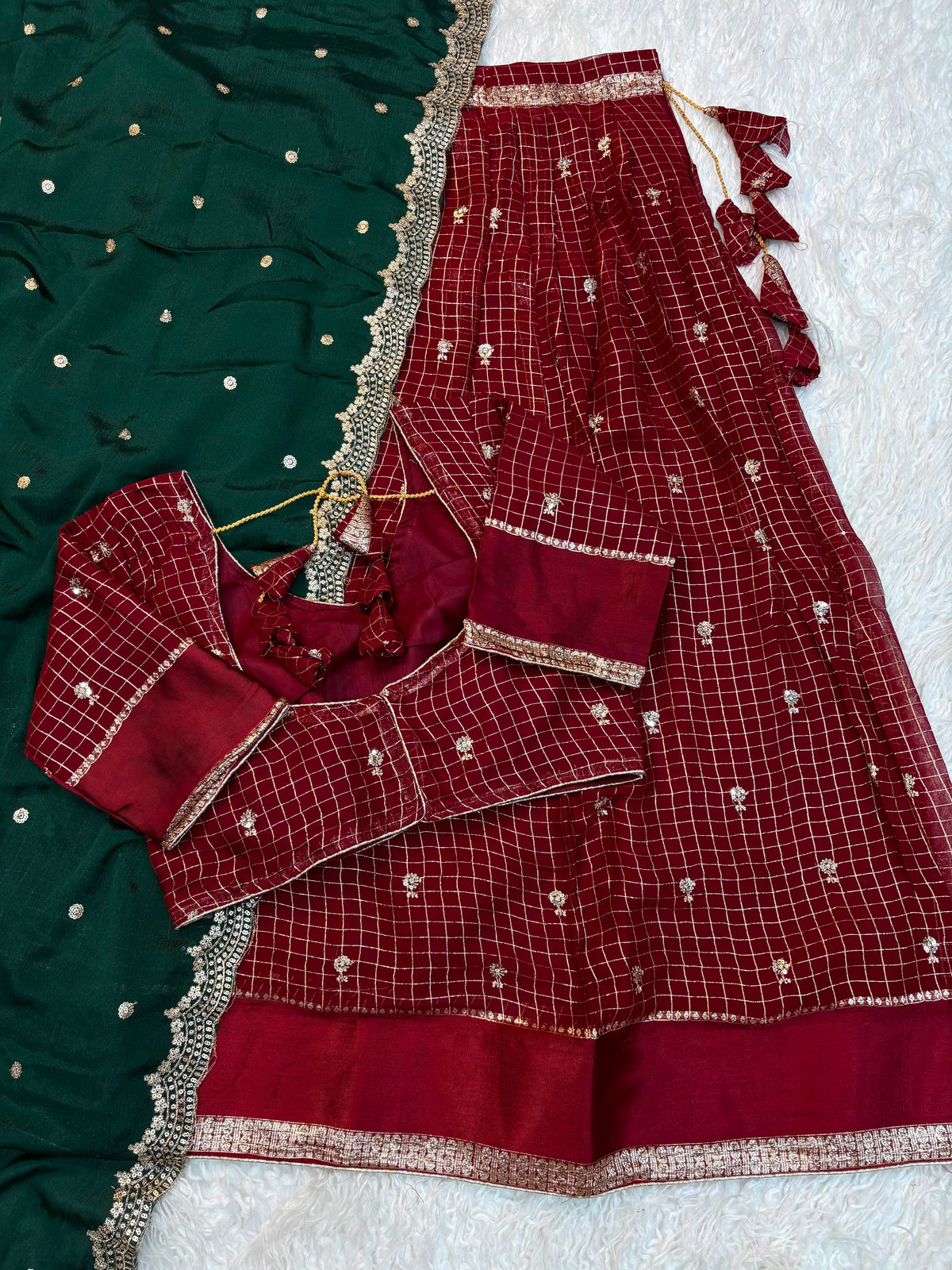 Viscose Georgette checks Designer lehenga