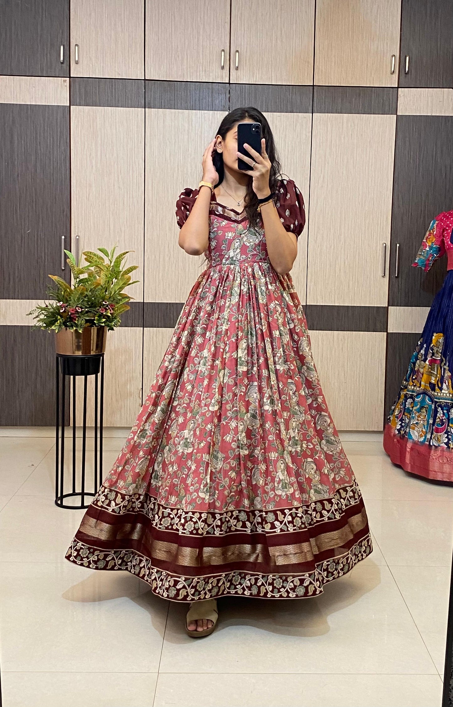 Mul cotton Kalakmari Gowns classic Insta