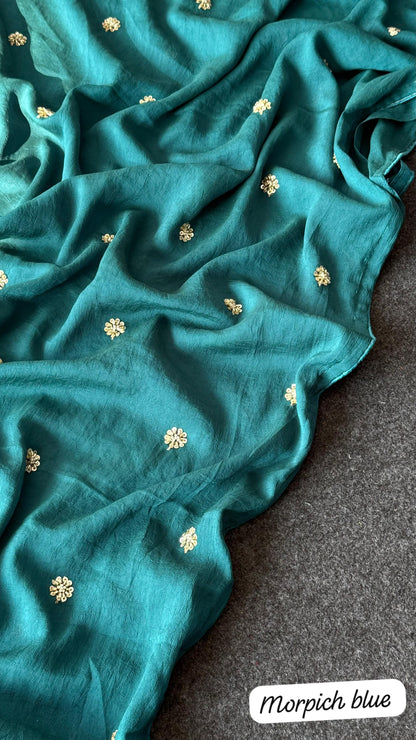 Premium crush carry free beads embroidery budget saree