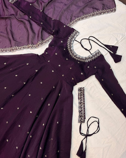 South style silk gown with dupatta