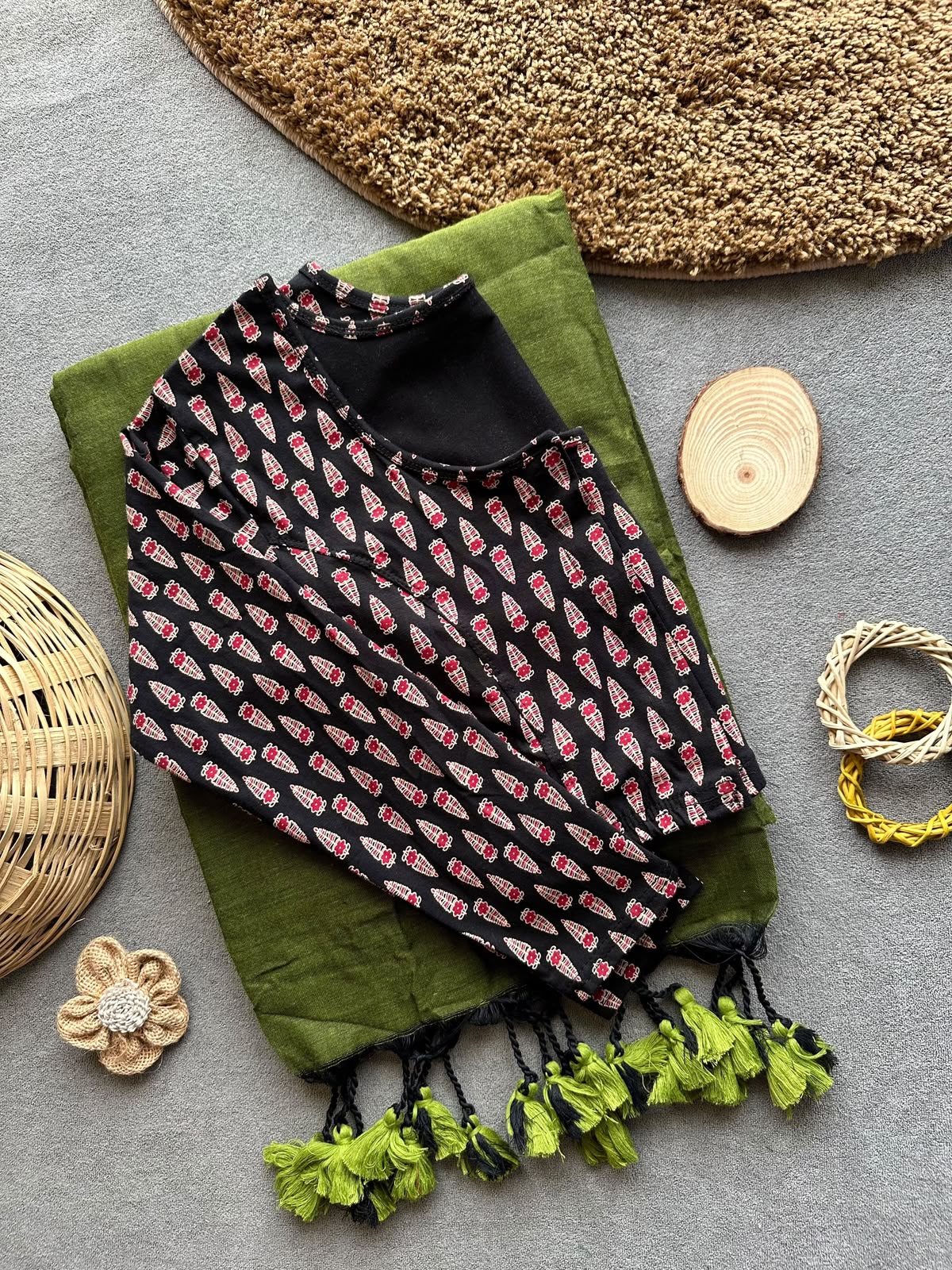 Khadi Streachable cotton stitched blouse