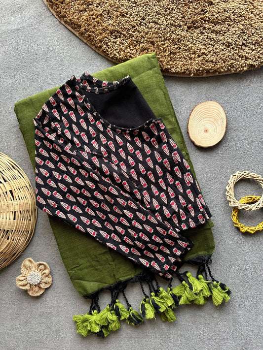 Khadi Streachable cotton stitched blouse