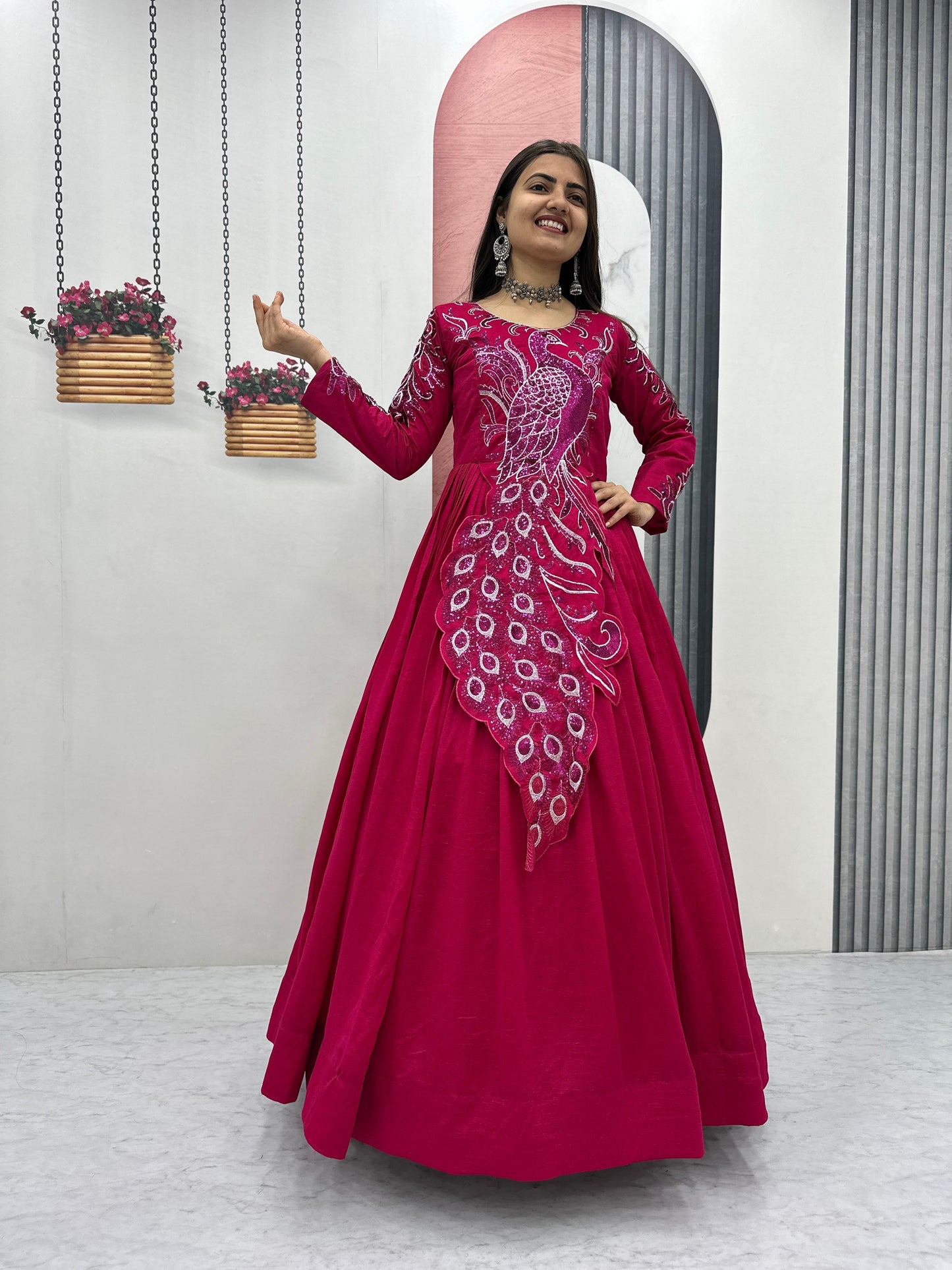 Big boss tanuja peacock long gown