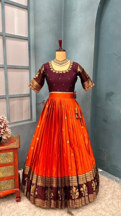Kanjivaram sravanamasam Designer semiPattu Lehenags
