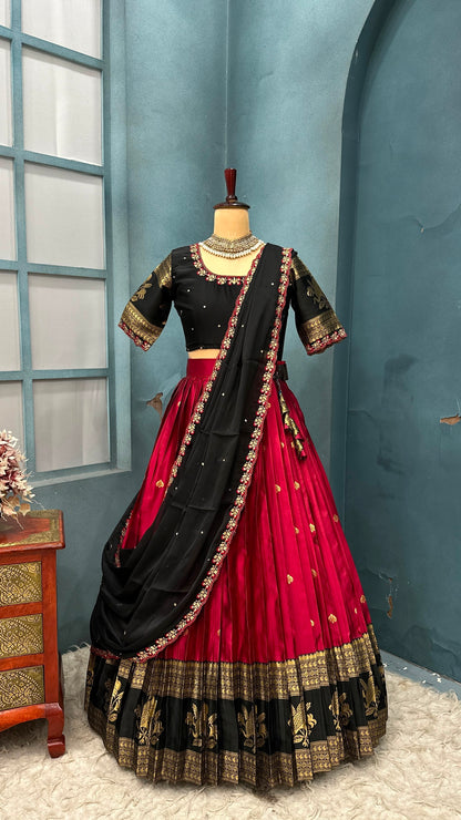 Kanjivaram sravanamasam Designer semiPattu Lehenags