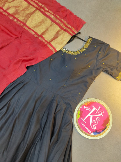 Classic cotton silk maggam work temple degsin gown
