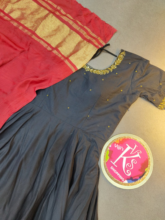 Classic cotton silk maggam work temple degsin gown