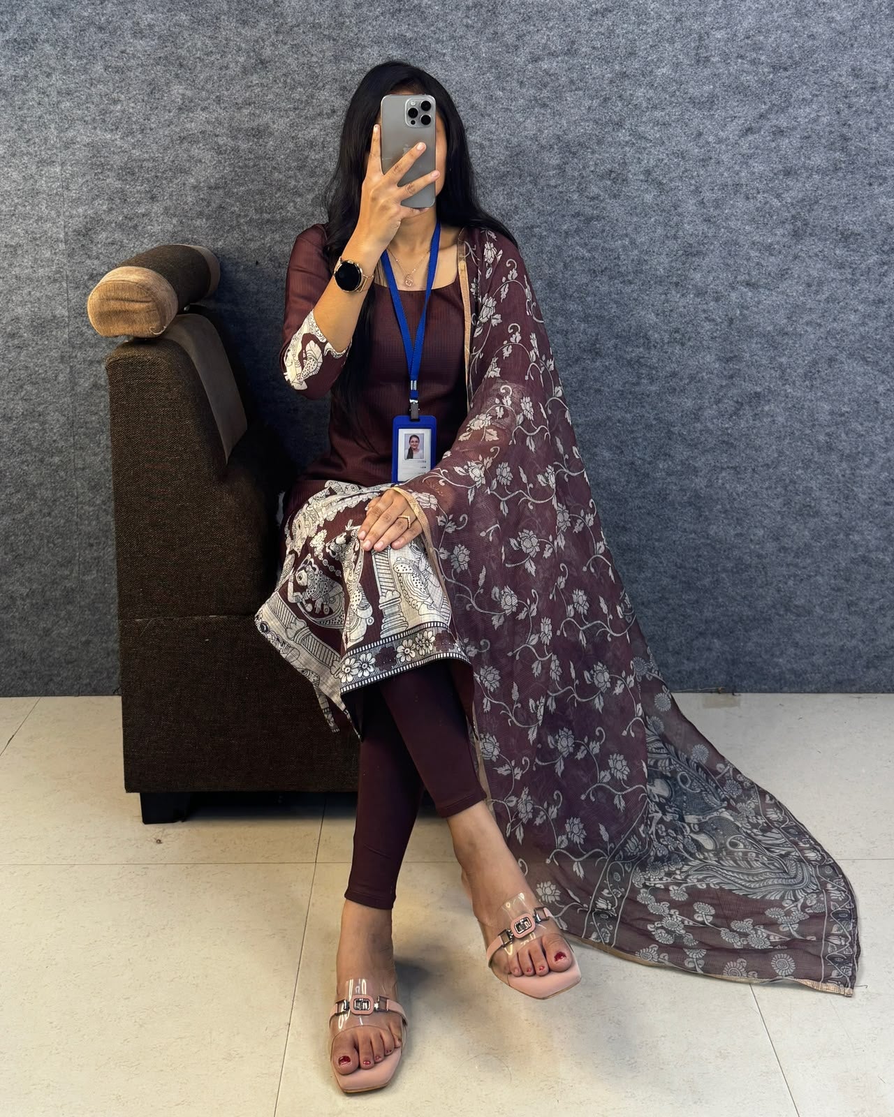 Kalamkari khalahasti  kota chex kurti with kalamkari dupatta