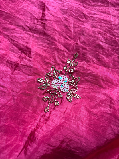 New gold crush saree with stitched blouse