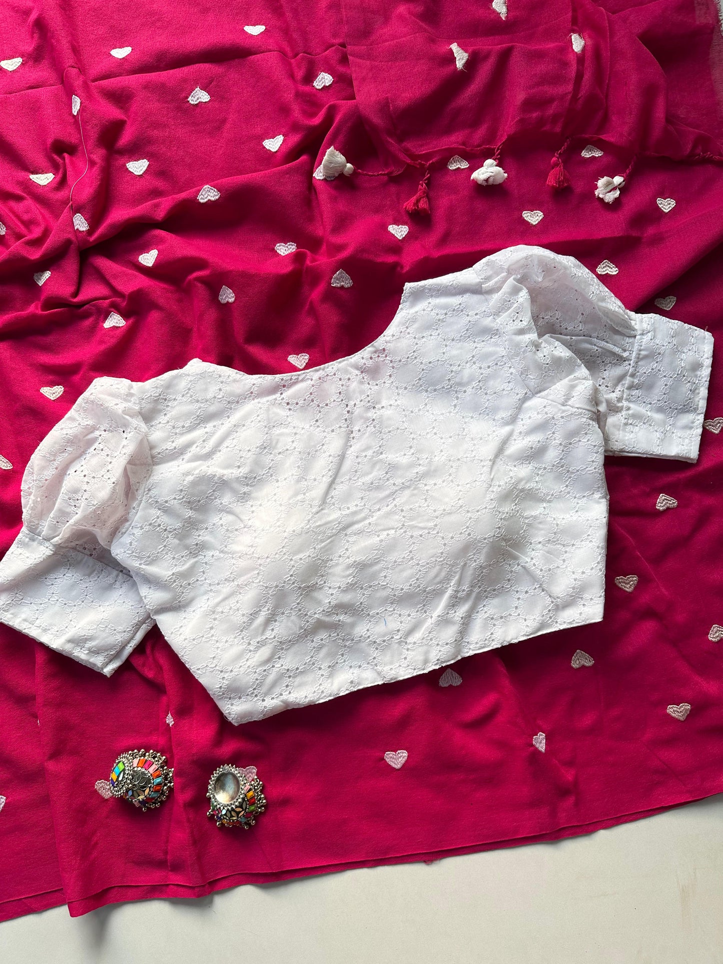 Heart ❤️ sarees with stitched blouse  for special days