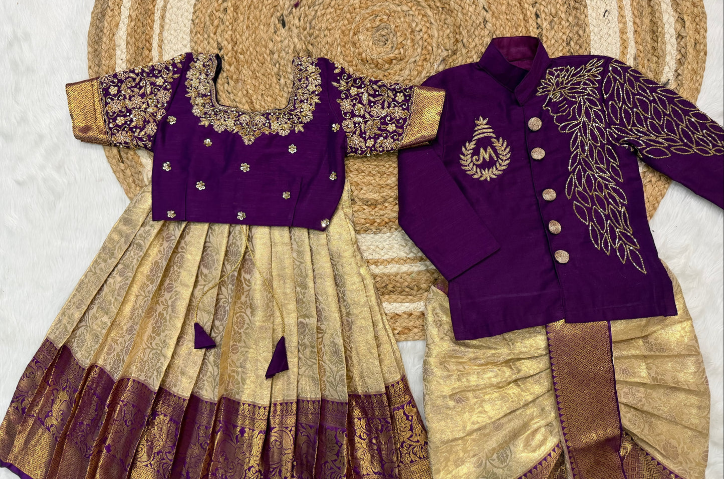 FAMILY COMBO MATCHING ETHNIC COLLECTION  CUTE LEHENGA SET WITH BOY KURTA SET