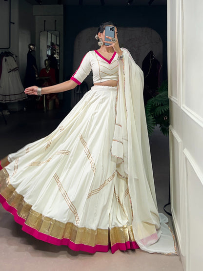 white rayon lehenga that speaks elegance
