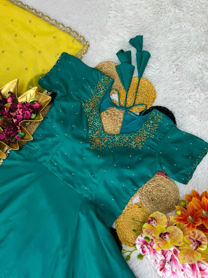 Classic Gowns of Vichitra silk for Diwali
