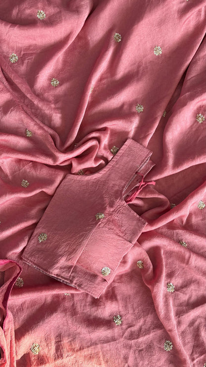 Premium crush carry free beads embroidery budget saree