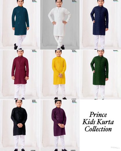 Kid boys chikankari  work  kurta sets