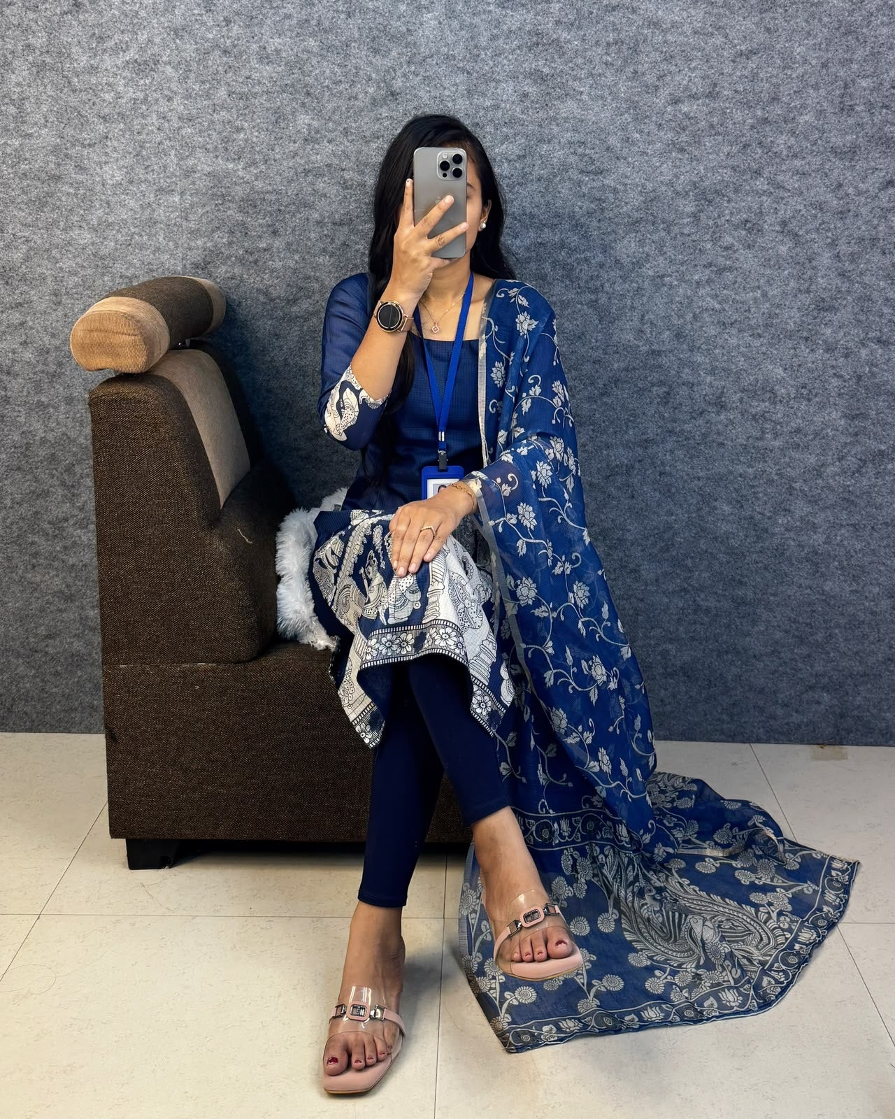 Kalamkari khalahasti  kota chex kurti with kalamkari dupatta