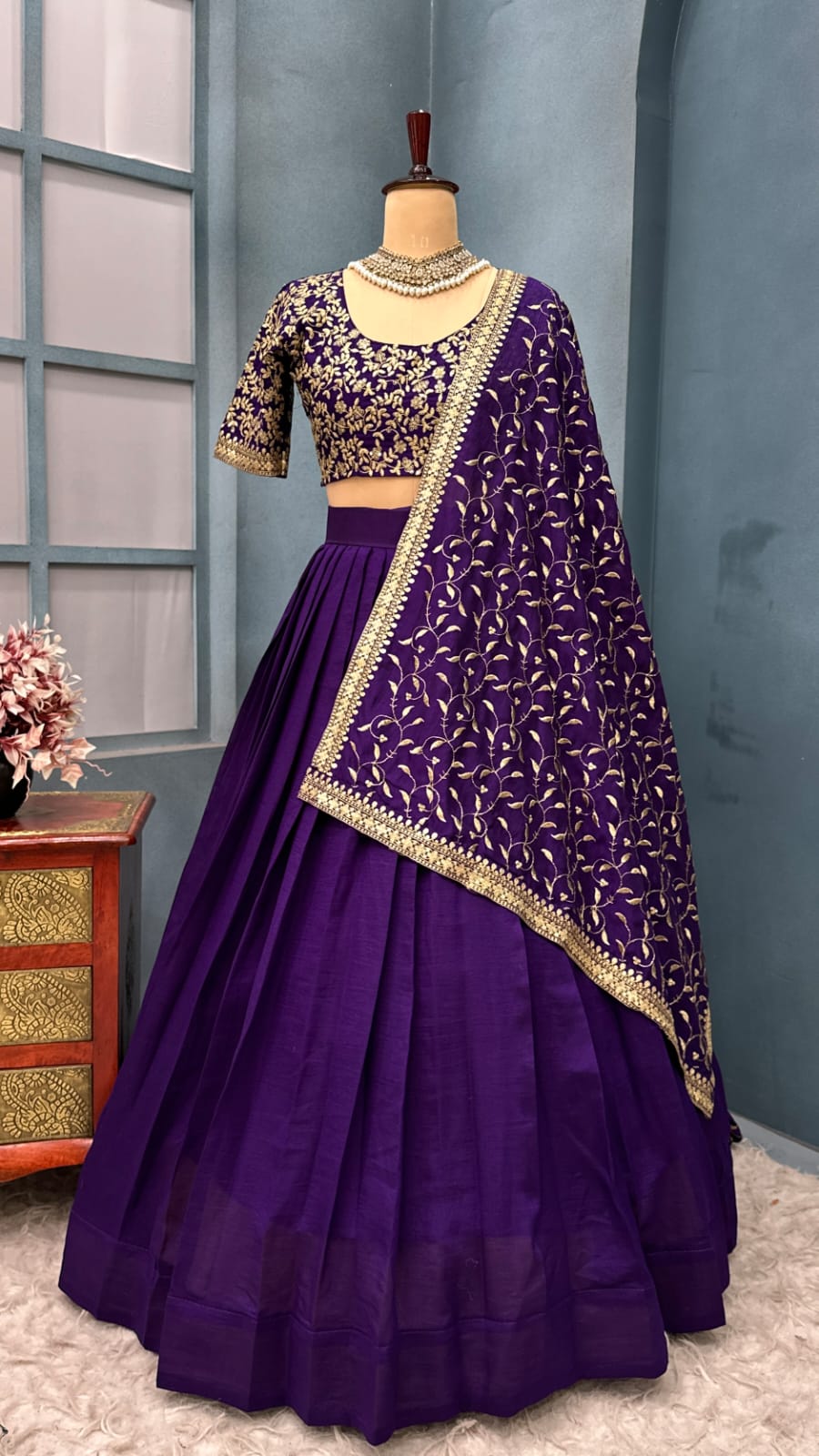 Vichitra silk Designer lehenga