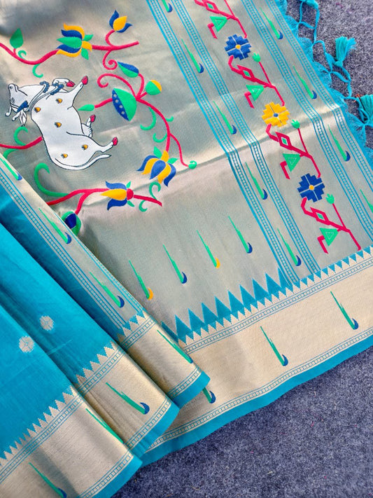 Budget Tussar Paithani weaving sarees