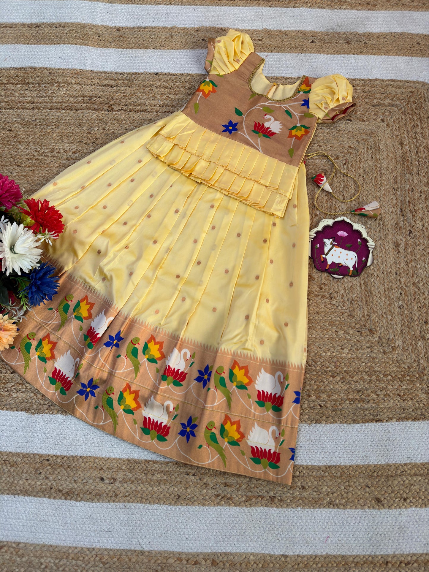 Kids cute paithani temple wear sets