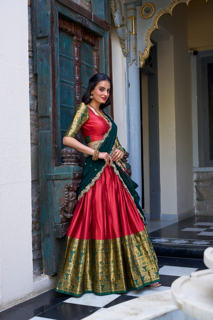 South Indian style narayan pattu lehenga set