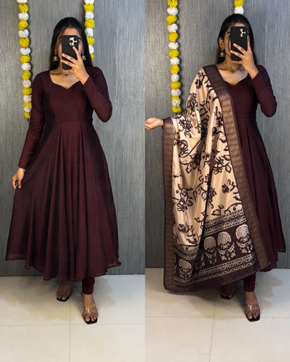 Collage style Anarkali sets with  Kalamkari dupatta