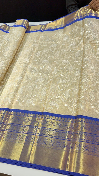 Viral Banarsi tissue chikankari jaal embroidery vintage sarees