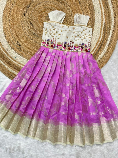 Indo western style kids maggam work gowns