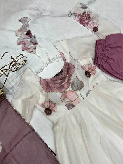 Floral printed Organza Anarkali Suit set