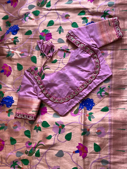 Banarasi pattu saree with paithani weaving saree with stitched blouse