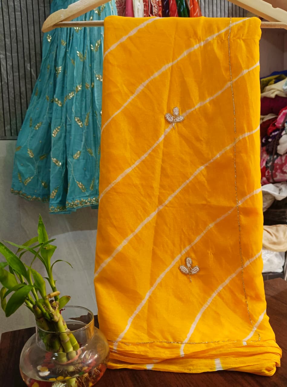 Trendy chiffon katdana lehriya sarees