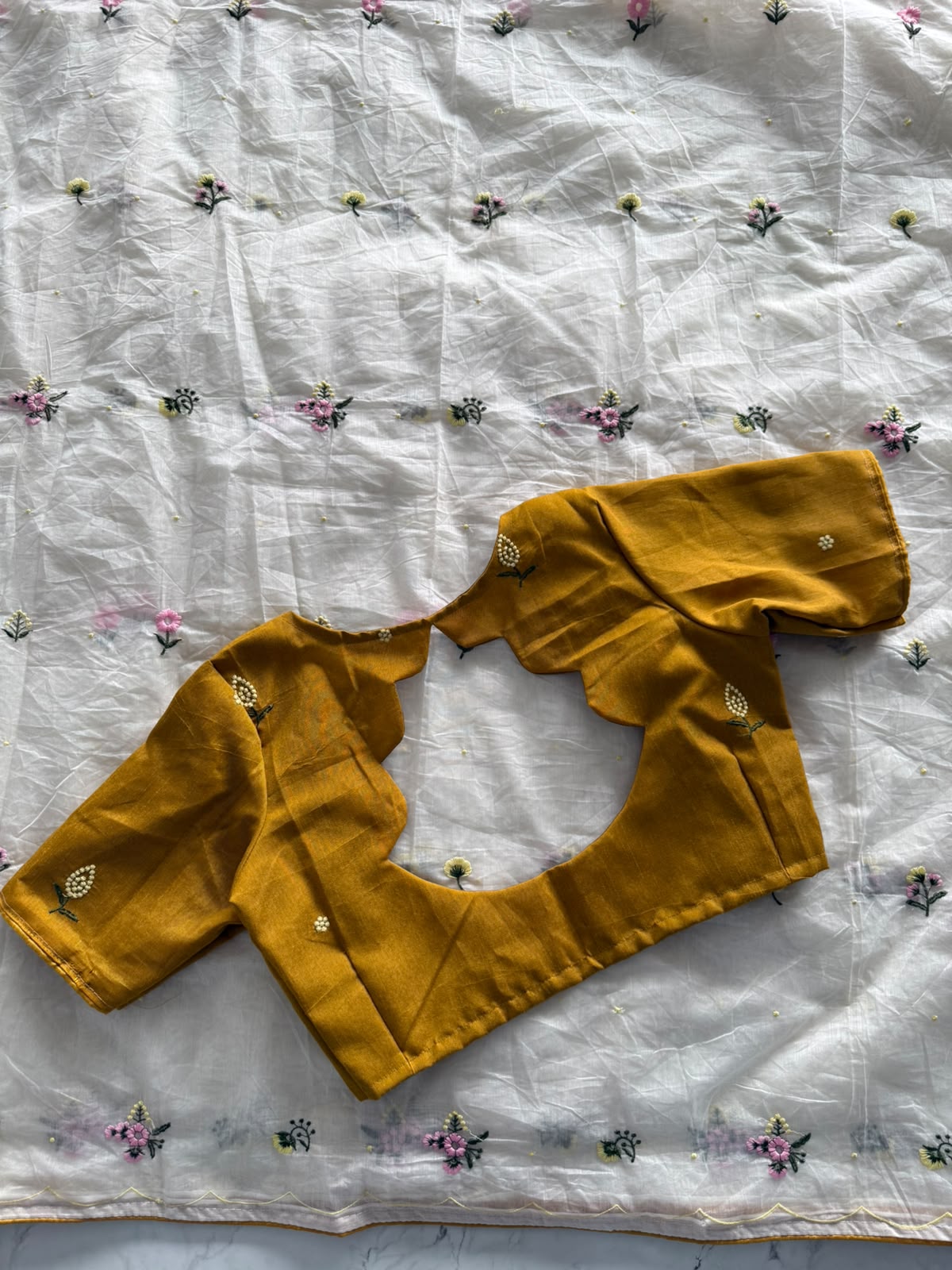 Budget Mul cotton Chanderi Saree With stitched blouse