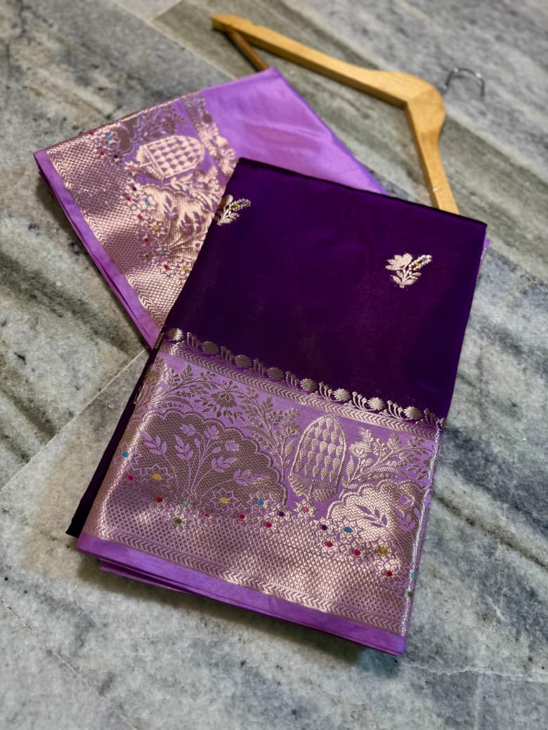 Banarasi katan top colours soft fab sarees