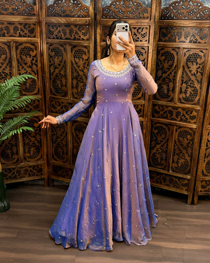 South style silk gown with dupatta