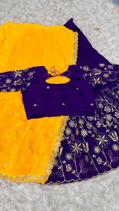 Blooming Vichitra silk designer lehenga
