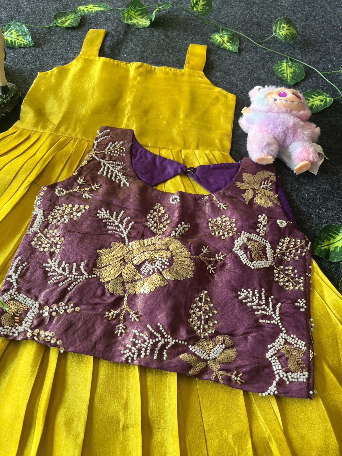 Kids tissue frock with coat model 2 in one