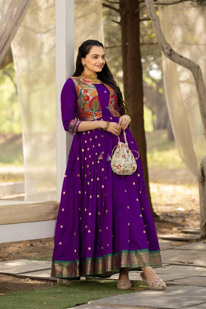 Paithani Pure Weaving Jacket gowns for festivals