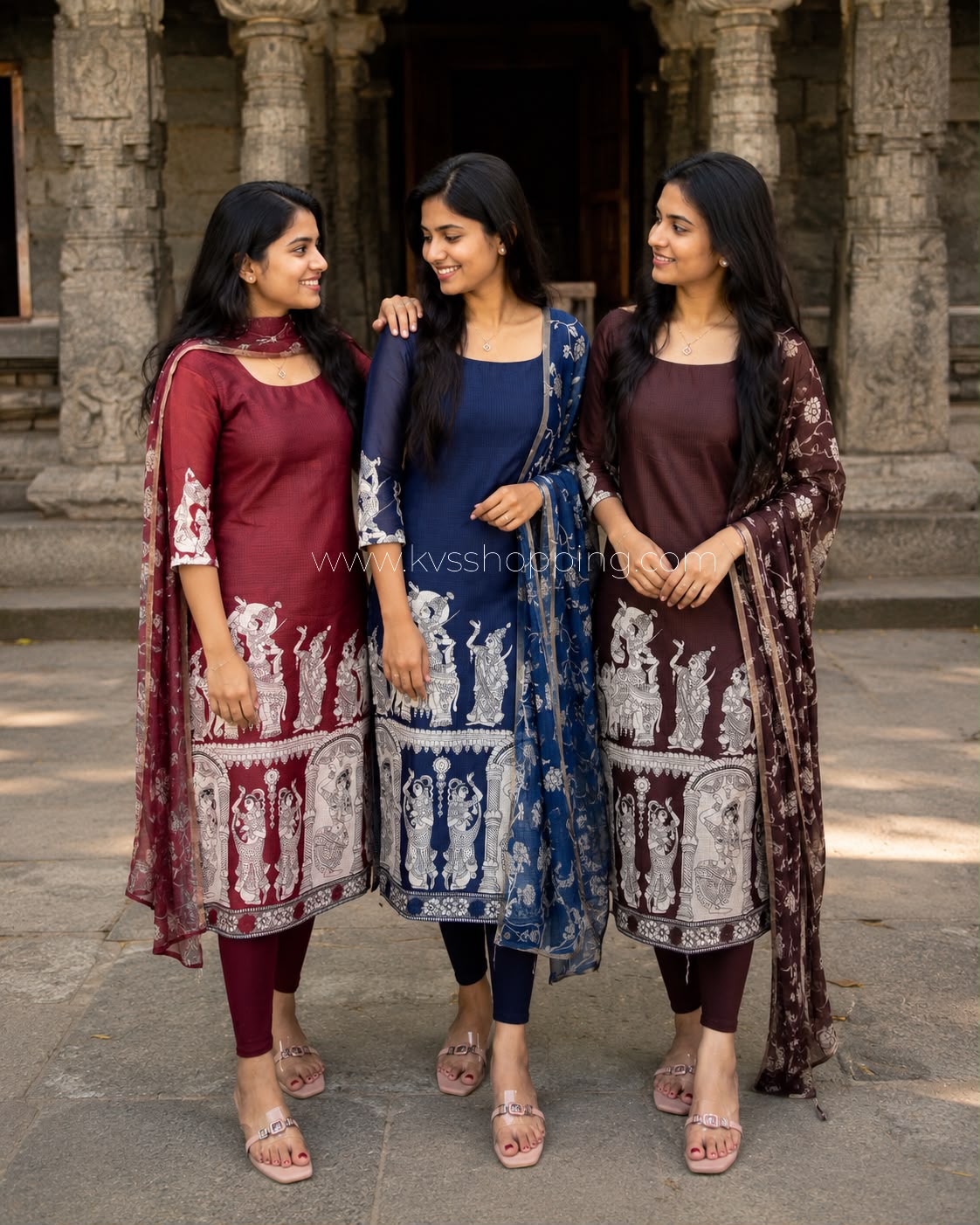 Kalamkari khalahasti  kota chex kurti with kalamkari dupatta